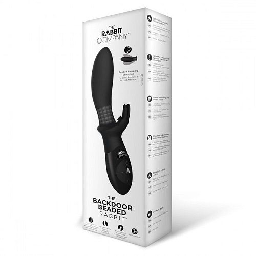 Чёрный анальный вибратор The Rabbit Company BEADED BACKDOOR RABBIT TRC-010BLK