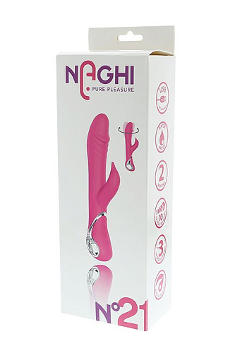 Розовый ротатор с клиторальным отростком Tonga NAGHI NO.21 RECHARGEABLE DUO VIBRATOR 530021