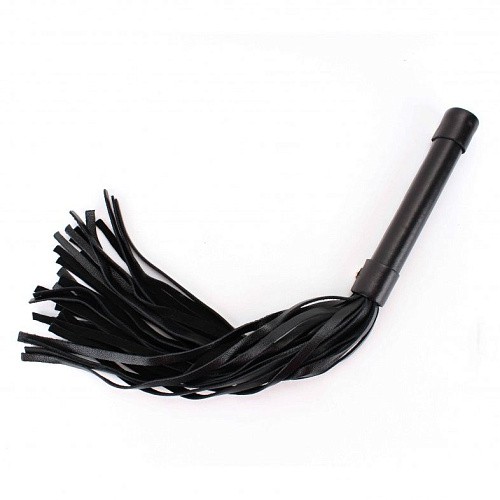 Чёрная плеть из нежной кожи БДСМ арсенал 63005 (45 см)