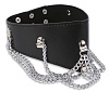 Чёрный широкий ошейник с серебристыми цепочками Пикантные штучки DP067