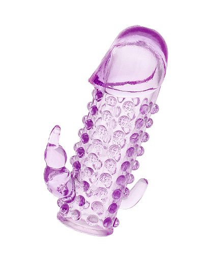 Закрытая фиолетовая насадка с 2 отростками ToyFa 818018-4 (13 см)