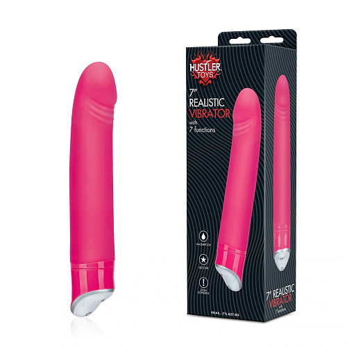 Мощный и большой розовый силиконовый вибратор Hustler HT-V2 (17 см)