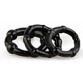 Набор из 3 чёрных эрекционных колец с рельефом Сумерки богов 6000-02 BX DD