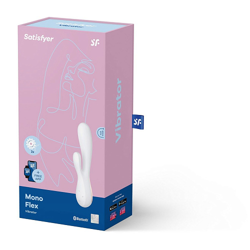 Белый вибратор-кролик с управлением через приложение Satisfyer Mono Flex J2018-87-2 (20,4 см)