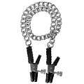 Чёрные зажимы на соски с серебристой цепью Blush Novelties Block Busters Nipple Clamps 520062