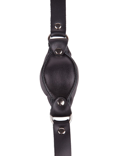 Чёрный кожаный кляп на регулируемых ремешках Sitabella 3093-1