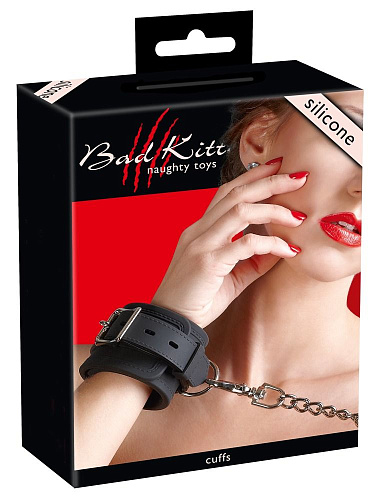 Чёрные силиконовые наручи, соединяемые между собой цепочкой Orion Silikon-Handfessel 2491540 1001