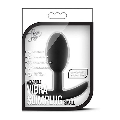 Чёрная анальная пробка Blush Novelties Wearable Vibra Slim Plug Small BL-11855 (8,9 см)