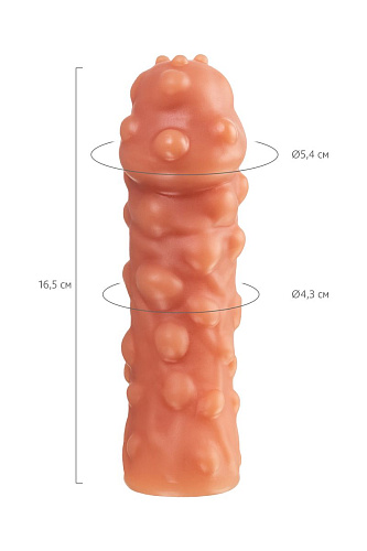 Телесная, покрытая пузырьками насадка на член KOKOS PS.003-L (16,5 см)