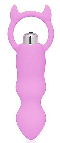 Розовый анальный вибромассажёр с рожками Bior toys WSL-15003 (12 см)