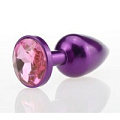 Фиолетовая анальная пробка с розовым стразом 4sexdreaM 47413 (7,6 см)