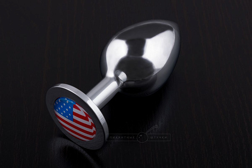 Большая анальная пробка с флагом США Пикантные штучки DPLS01FL (9 см)