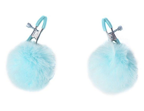 Зажимы на соски с голубыми меховыми шариками Lola toys Angelic 1140-04lola