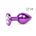 Коническая фиолетовая анальная втулка с прозрачным кристаллом Anal Jewelry Plug VM-01 (8,2 см)