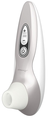 Бело-серебристый бесконтактный стимулятор клитора Womanizer Pro40 0587451