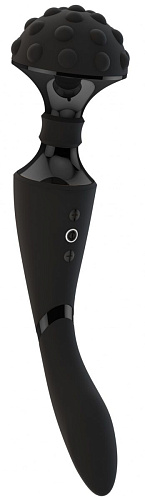 Чёрный двухсторонний вибромассажёр Shots Media BV Shiatsu VIVE027BLK (27 см)