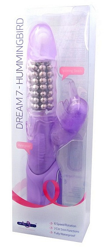 Вибратор фиолетового цвета с клиторальным стимулятором Seven Creations 50901