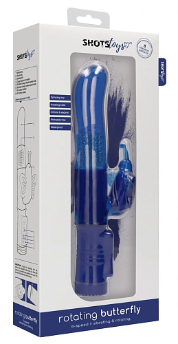 Синий вибратор-кролик Shots Media BV Rotating Butterfly SHTO003BLU (22,8 см)