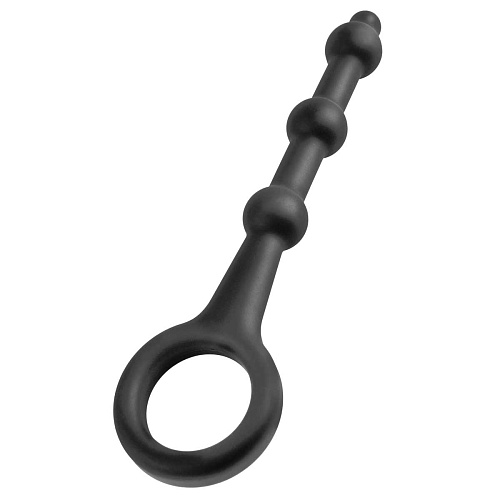 Чёрная анальная цепочка из силикона Pipedream Pleasure Piston PD4660-23 (17,9 см)