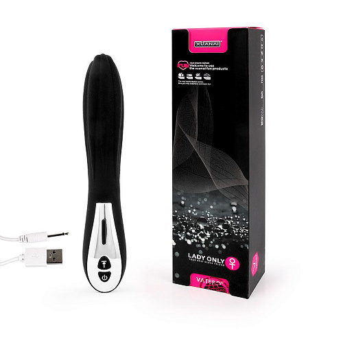 Чёрный вибромассажёр с 12 режимами вибрации Xuanai 8220NA-1 (23 см)