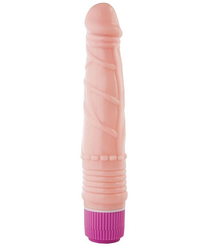 Вибратор-реалистик с рельефом в виде рёбрышек телесного цвета A-toys 761013 (21 см)