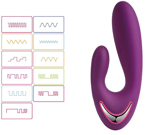 Фиолетовый вибратор с клиторальным отростком и функцией нагрева Svakom Vesper S7-VLT (14,8 см)