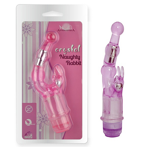 Фиолетовый вибростимулятор Howells Crystal Naughty Rabbit 83054-purple (20 см)