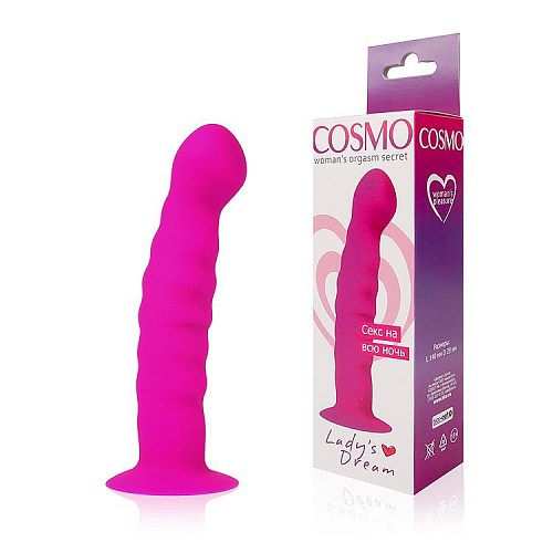 Розовый фаллоимитатор с ребристой поверхностью Bior toys Cosmo CSM-23027 (14 см)