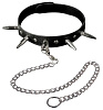 Чёрный кожаный ошейник с шипами и цепочкой Sitabella 3103-1