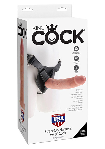 Страпон со съёмной телесной насадкой Pipedream Harness King Cock 9 PD5624-21 (22,9 см)
