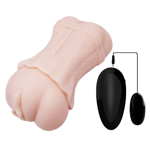 Мастурбатор телесного цвета с виде вагины в платье Baile Crazy Bull Realistic Vagina BM-009199ZK