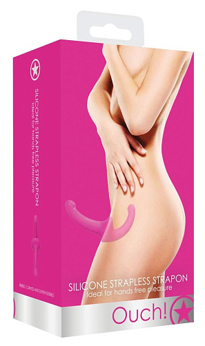 Розовый безремневой страпон Shots Media BV Silicone Strapless Strapon OU322PNK