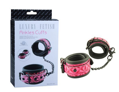 Розово-черные оковы на ноги Ankles Cuffs Erokay EK-3105PNK