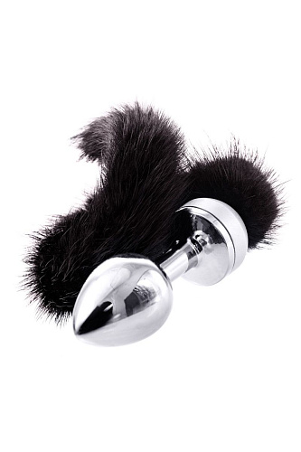 Маленькая анальная втулка с чёрным хвостом ToyFa 712021 (8,5 см)