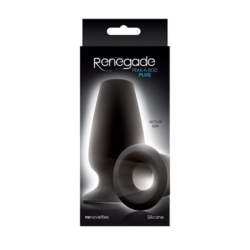 Чёрная анальная пробка с отверстием NS Novelties Renegade Peak A Boo NSN-1107-13 (10,1 см)