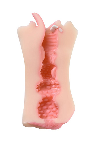 Телесный двусторонний мастурбатор ротик и вагина ToyFa Fruity Tongue 893019