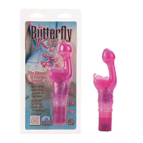 Розовый массажёр для G-стимуляци California Exotic Novelties BUTTERFLY KISS SE-0782-04-2
