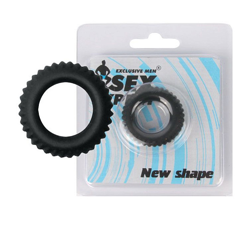 Чёрное силиконовое эрекционное кольцо-шина Bior toys Sex Expert SEM-55078