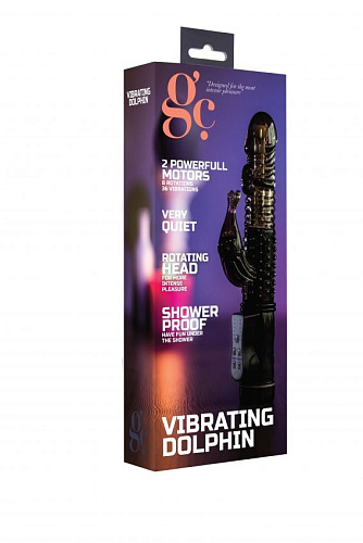 Чёрный вибратор с клиторальным отростком Shots Media BV GC Dolphin GC002BLK (22 см)