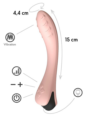 Персиковый вибратор для Le Frivole G-точки Apus 06116 (19 см)