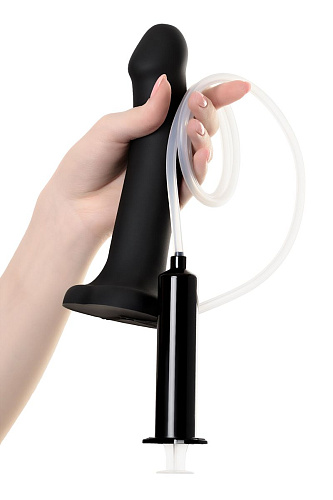 Чёрный фаллос с имитацией эякуляции Strap-on-me Silicon Cum Dildo L 6013267 (19,6 см)