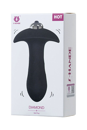 Чёрная анальная втулка с вибрацией S-HANDE DIAMON SHD-063 (10,3 см)
