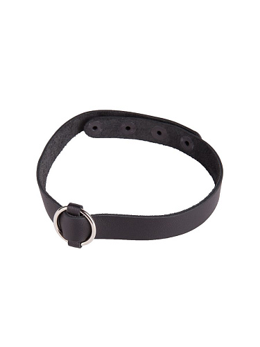 Чёрный кожаный чокер с колечком Sitabella 3119-1