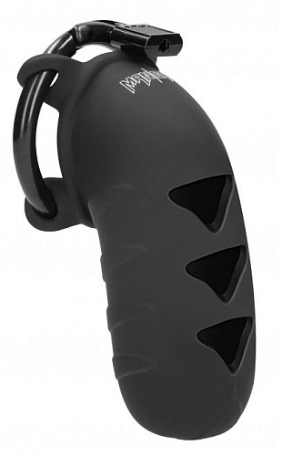 Чёрный мужской пояс верности Shots Media BV Cock Cage Model 08 Chastity 4.2 MCG008BLK