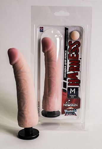 Реалистичная насадка телесного цвета на пояс Harness LOVETOY (А-Полимер) Medium Size 860702 (17,5 см)