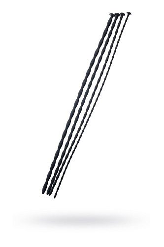 Набор из 4 чёрных уретральных зондов различного диаметра ToyFa TOYFA Black Red 901406-5