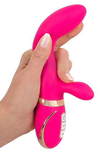 Розовый вибратор со стимулятором клитора Orion Ravish 05944400000 (17 см)