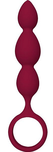 Бордовая анальная цепочка с круглым колечком-ограничителем Dream Toys 21437