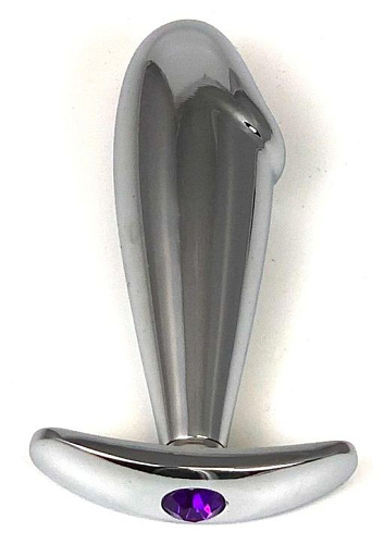 Серебристая пробка-фаллос с фиолетовым кристаллом Vandersex 400-RF (9,5 см)