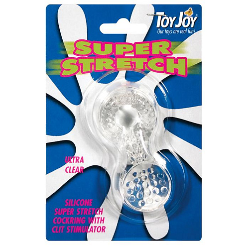 Прозрачное эрекционное кольцо с клиторальным язычком Toy Joy Super Stretch  3006009579